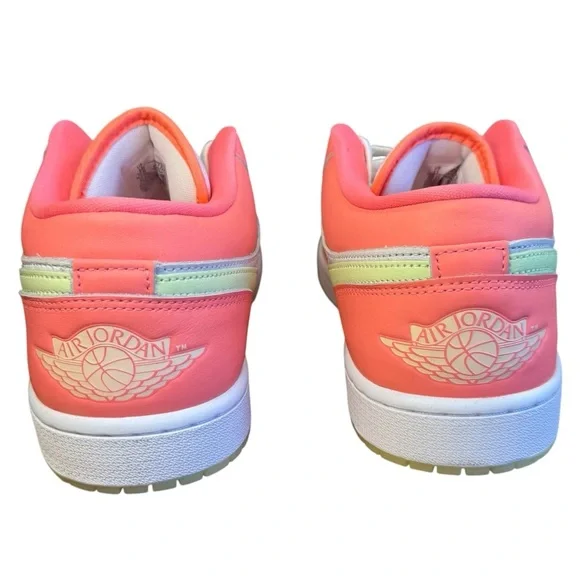 Nike Air Jordan 1 Low SE sneakers. Lava Glow, Barely Volt, & White. Mens Size 11